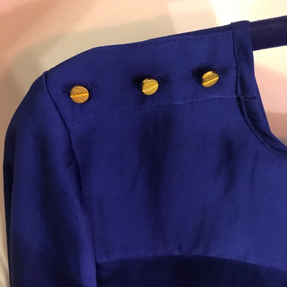 Silky Blue Top w gold accents - Picture 3 of 5